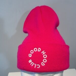 Good Hood Club neon pink knitted toque/winter hat